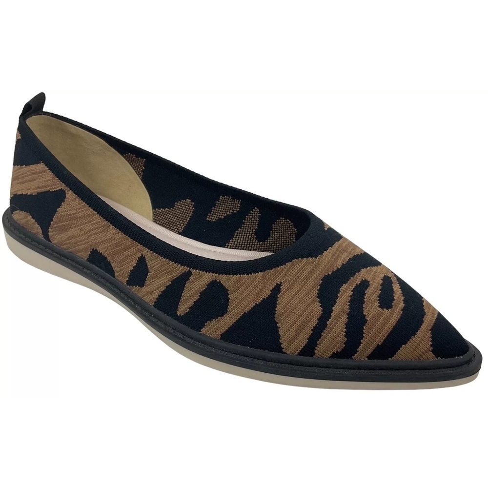 Louise et Cie Celete Leopard Washable Knit Pointed-Toe Flats W. Inserts Size 9.5